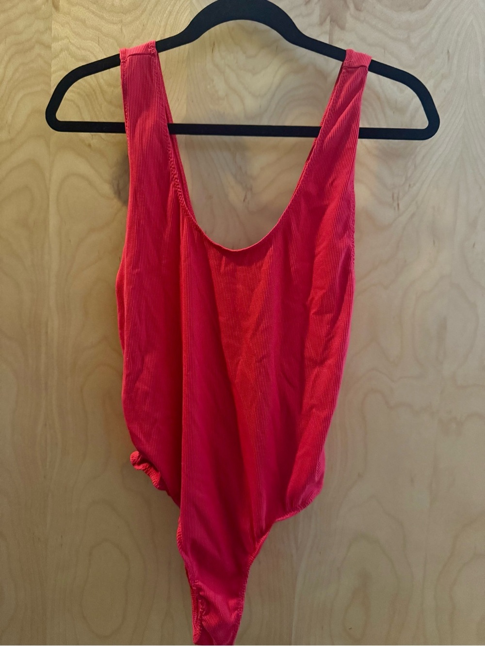 Women's Red Scoop Neck Bodysuit